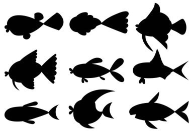 balık seti silueti, izole vektör
