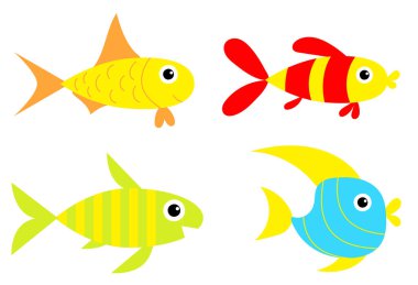 balık dizayn düz çizgi film izole vektörü