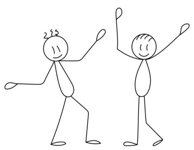 İnsanlar sevinir, çizer, çizer, çizer.