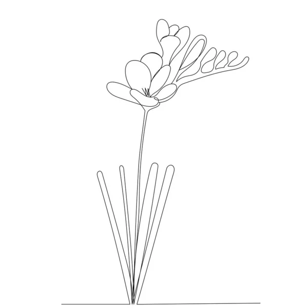 Fleur Une Ligne Dessin Contour Isolé Vecteur — Image vectorielle