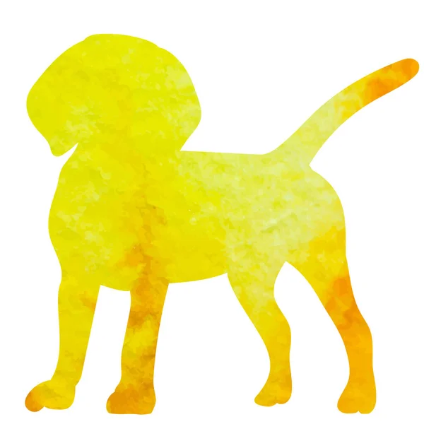 Silueta Acuarela Amarillo Perro Vector Aislado — Vector de stock