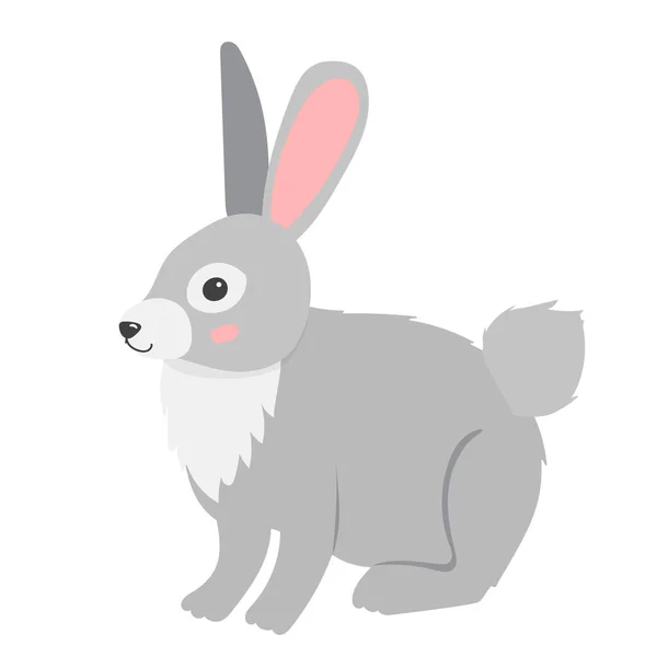 Dessin Plat Lapin Sur Fond Blanc Vecteur Isolé — Image vectorielle