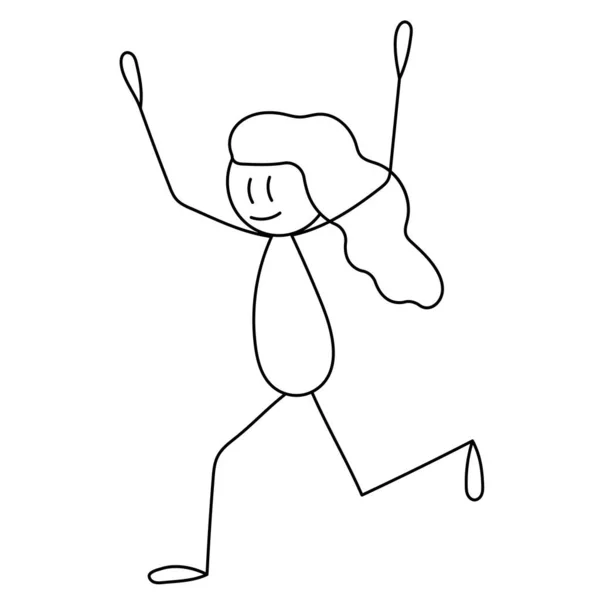 Figure Woman Running Detuned Sketch Contour Vector — Stock Vector