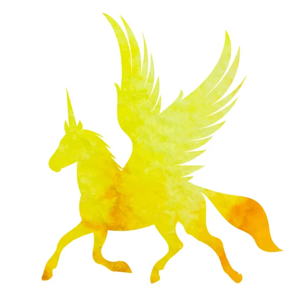 Pegaso Con Alas Silueta Acuarela — Vector de stock