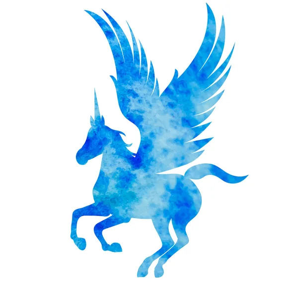 Pegasus Mit Flügeln Aquarellsilhouette Isoliert — Stockvektor