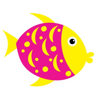 balık yassı tasarımı, beyaz arkaplanda, izole edilmiş vektör