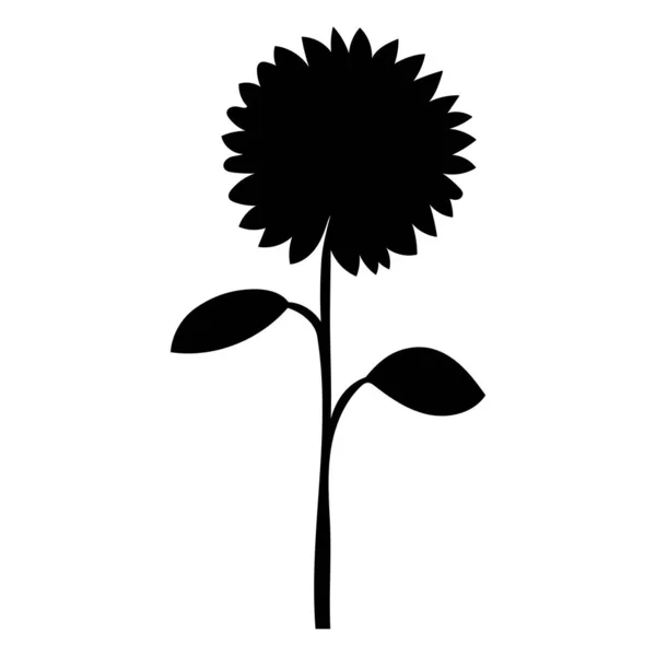 Flor Silueta Negra Sobre Fondo Blanco — Vector de stock