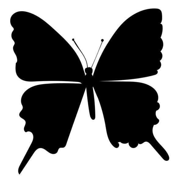 Pillangó Sziluett Fehér Háttér Elszigetelt Vektor — Stock Vector
