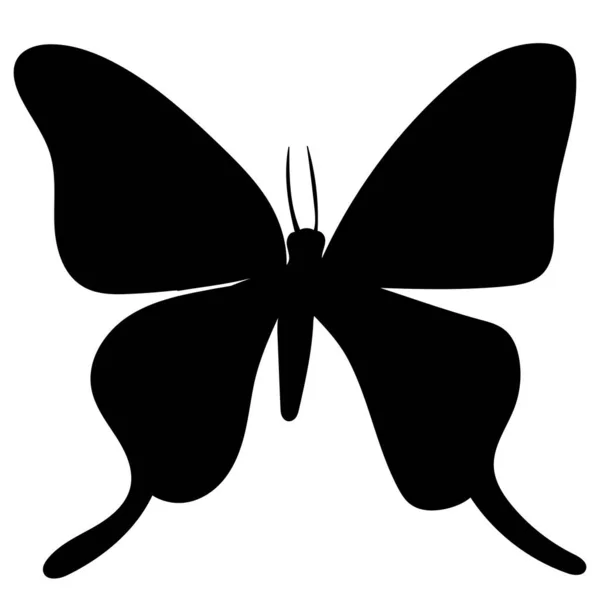 Silhouette Farfalla Sfondo Bianco Isolato — Vettoriale Stock