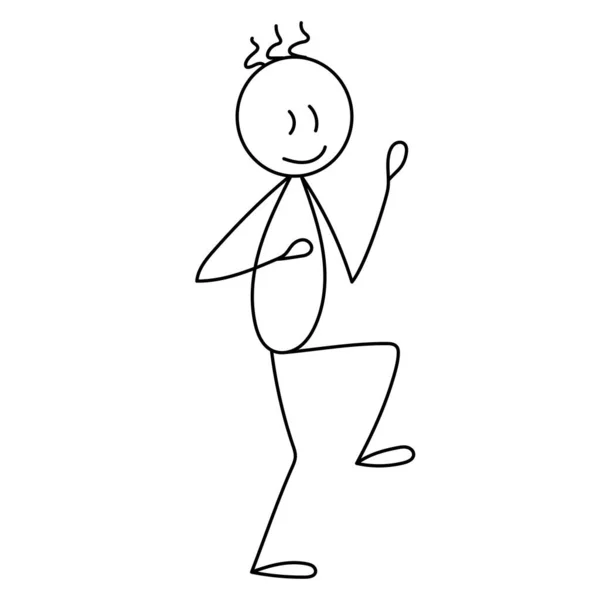 Figura Hombre Bailando Bosquejo Contorno Vector — Vector de stock