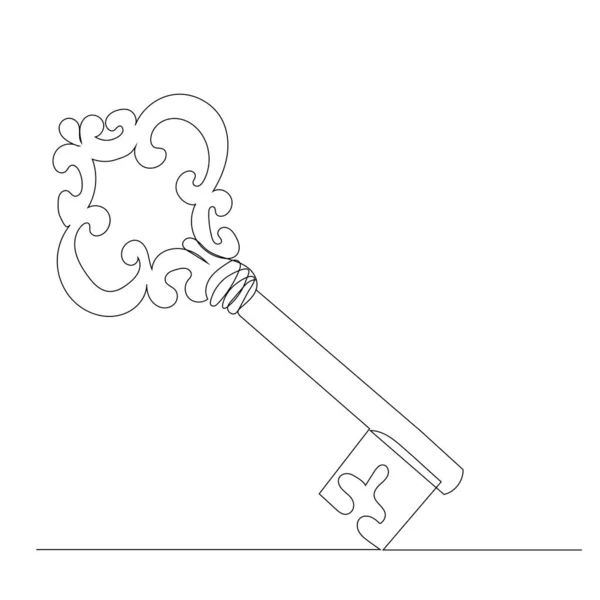 Key One Line Drawing Outline Vector — Stock Vector