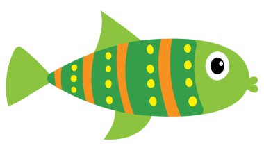 balık yassı tasarımı, karikatürler, beyaz arkaplan izole vektörü