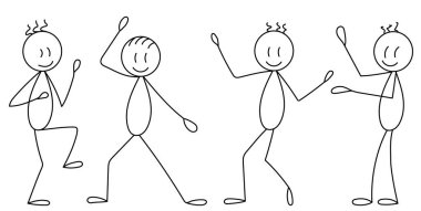 İnsanlar dans ediyor, çizim yapıyor, şekil veriyor, vektör çiziyor.