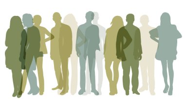 Beyaz arkaplandaki insan silueti, izole edilmiş vektör