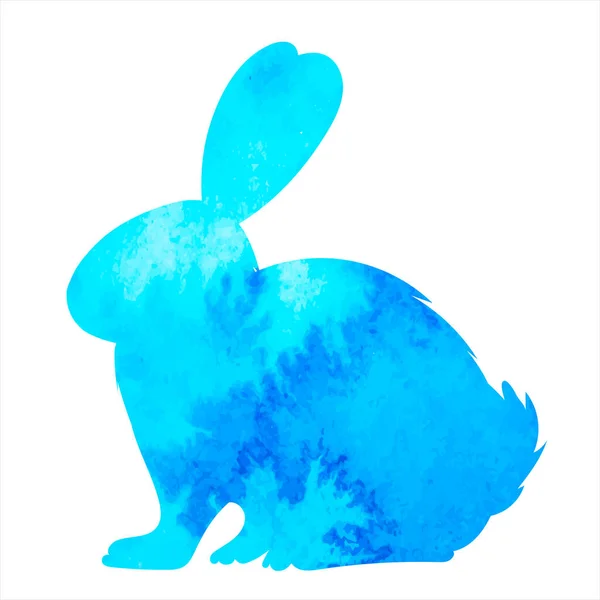 Lièvre Silhouette Aquarelle Bleu Lapin Sur Fond Blanc — Image vectorielle