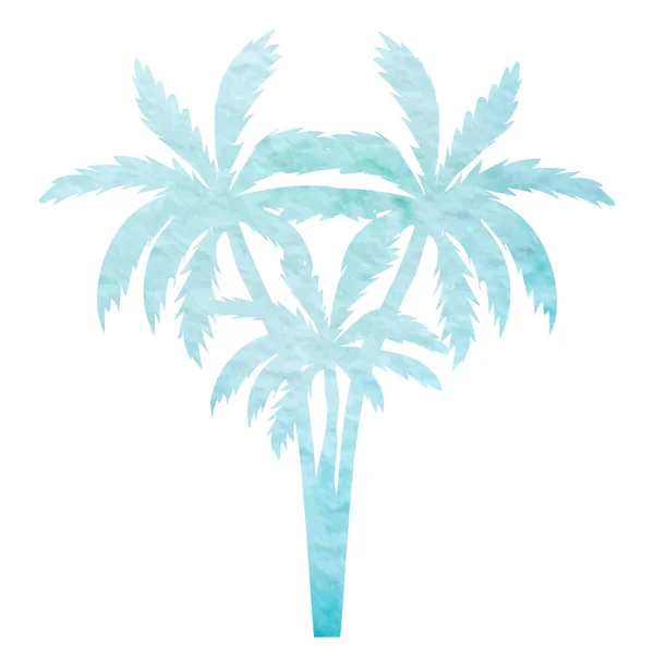 Silueta Acuarela Palmera Sobre Fondo Blanco Vector Aislado — Vector de stock