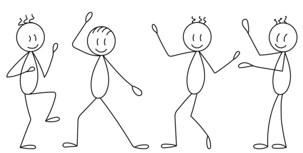 Figure People Dancing Sketch Contour Vector — Stock Vector