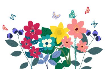 Çiçek demeti düz dizayn, çizgi film