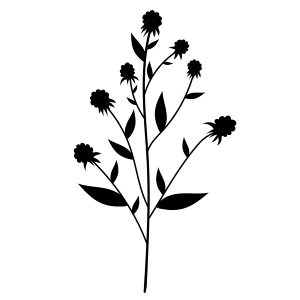 Fleur Silhouette Végétale Sur Fond Blanc Vecteur Isolé — Image vectorielle