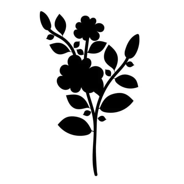 Flor Silueta Planta Sobre Fondo Blanco Aislado — Vector de stock