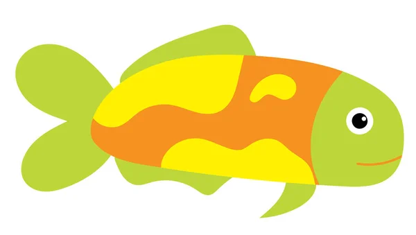 Balık Yassı Tasarımı Karikatürler Beyaz Arkaplan Izole Vektörü — Stok Vektör