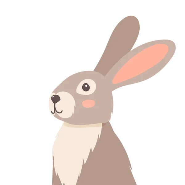 Hare Portrait Flat Design Cartoons White Background Isolated Vector — Stock Vector