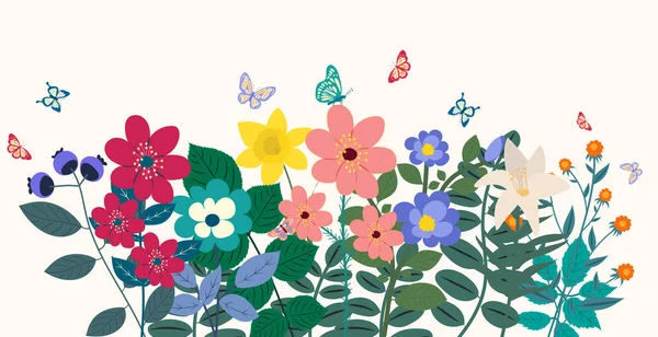 Buket Bunga Mengatur Desain Datar Kartun Vektor Terisolasi Stok Ilustrasi 