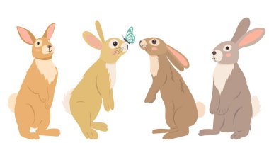 tavşan, tavşan çizgi film dekoratif düz tasarım