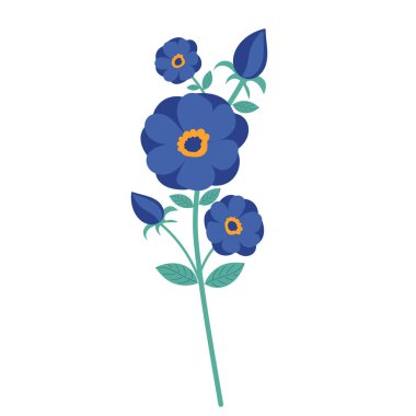 çiçek, düz tasarım, beyaz arkaplan izole