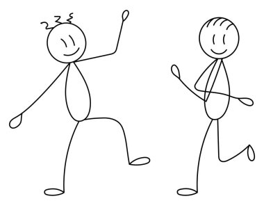 İnsanlar dans ediyor, çizim yapıyor, şekil veriyor, vektör çiziyor.