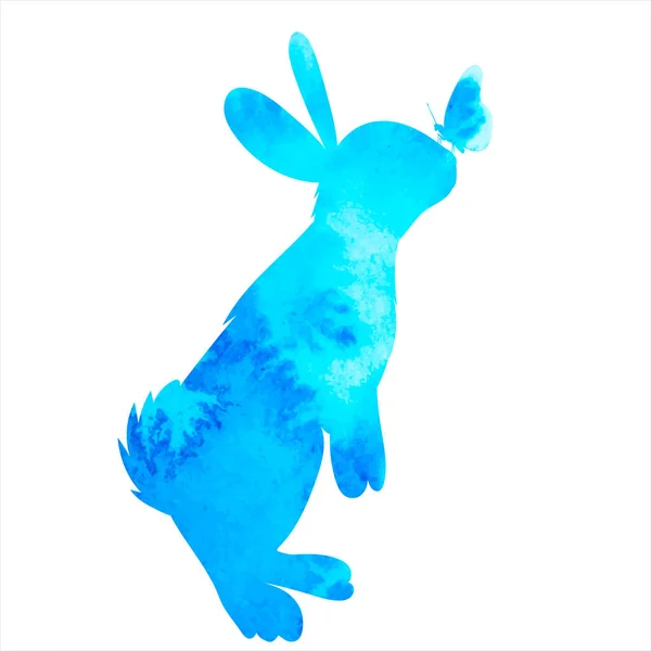 Lièvre Silhouette Aquarelle Lapin Sur Fond Blanc Isolé — Image vectorielle