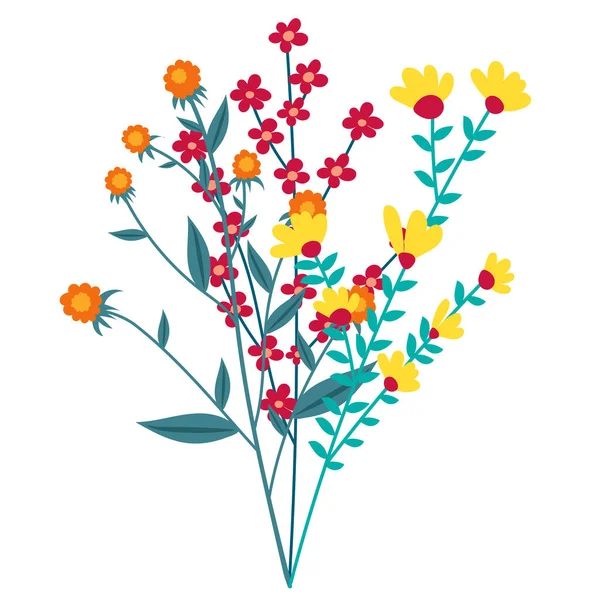 Çiçekler Bitkiler Düz Dizayn Izole Vektör — Stok Vektör