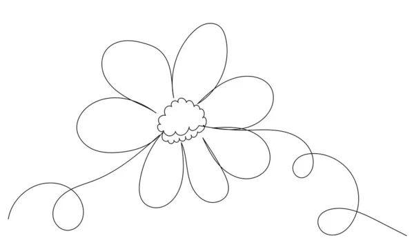 Dessin Fleurs Une Ligne Croquis Contour Vecteur Isolé — Image vectorielle