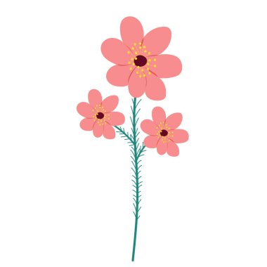 beyaz arkaplanda düz çiçek tasarımı