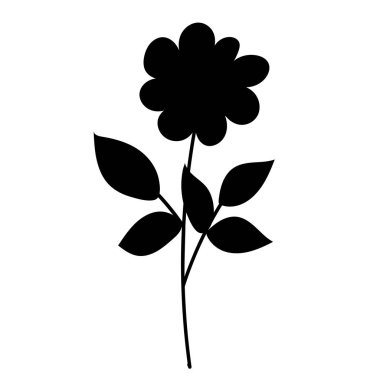 Beyaz arkaplanda çiçek silueti, izole edilmiş vektör