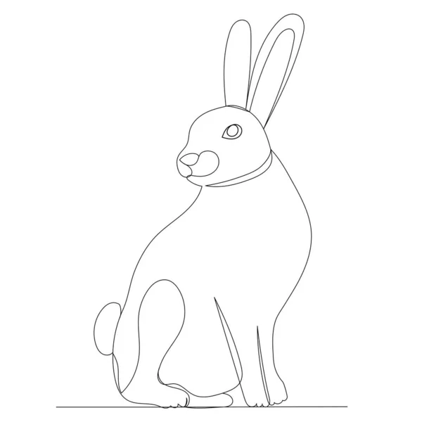 Rabbit Drawing One Continuous Line Isolated — Stock Vector