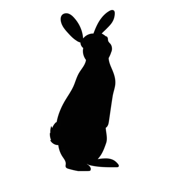 Кролик Заяц Силуэт Белом Фоне Изолированный Вектор — стоковый вектор