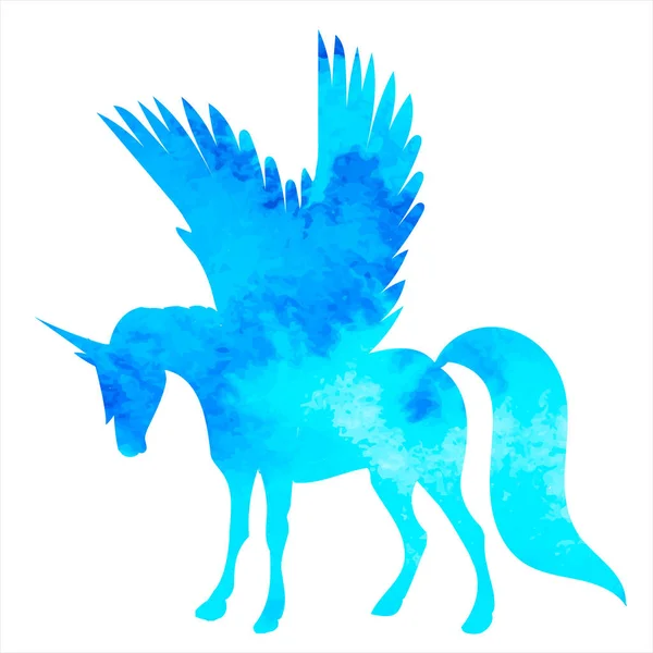 Pegasus Akvarel Silueta Bílém Pozadí Izolovaný Vektor — Stockový vektor