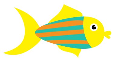 beyaz arkaplanda yüzen balık yassı tasarımı, izole