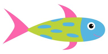 beyaz arkaplanda yüzen balık yassı tasarımı