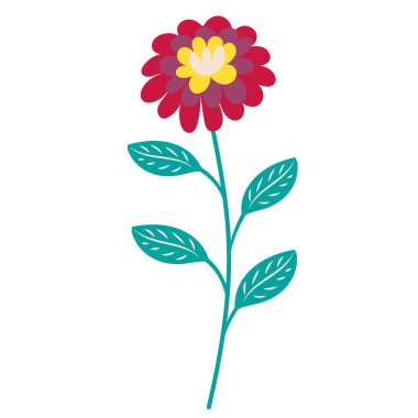 Beyaz arkaplanda düz çiçek tasarımı, izole edilmiş vektör