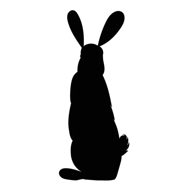 Rabbit Hare Black Silhouette Isolated — Stock Vector