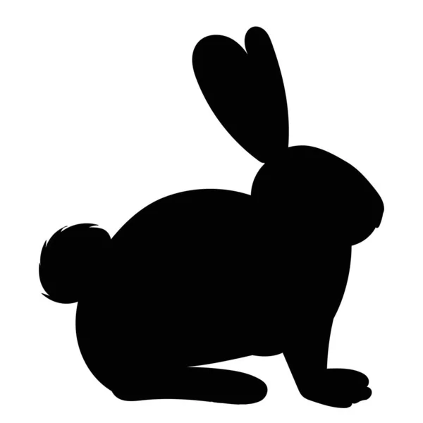 Kaninchen Hase Schwarze Silhouette Isolierter Vektor — Stockvektor