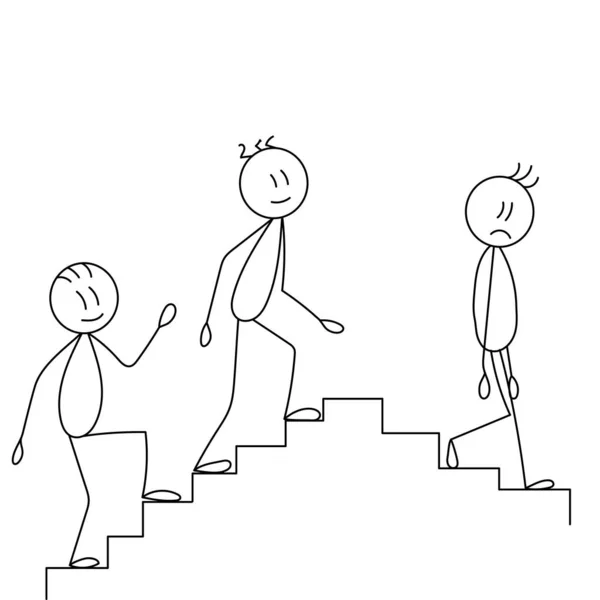 계단을 오르는 사람들 스케치 등고선 — 스톡 벡터