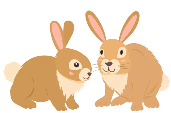 Tavşan Beyaz Arka Planda Düz Tavşan Tasarımı Izole Edilmiş — Stok Vektör