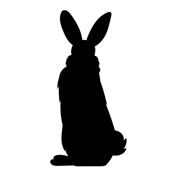 Rabbit Hare Black Silhouette White Background Isolated — Stock Vector