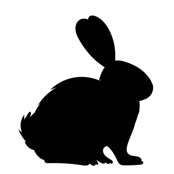 Rabbit Hare Black Silhouette White Background — Stock Vector