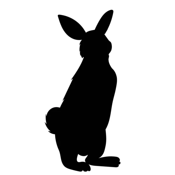 Rabbit Hare Black Silhouette White Background Isolated Vector — Stock Vector