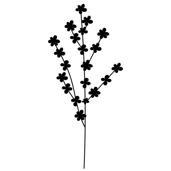 Fleur Silhouette Noire Sur Fond Blanc Vecteur Isolé — Image vectorielle