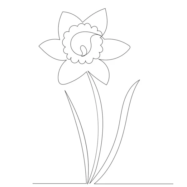 Flower Drawing One Continuous Line Isolated Vector — Stock Vector